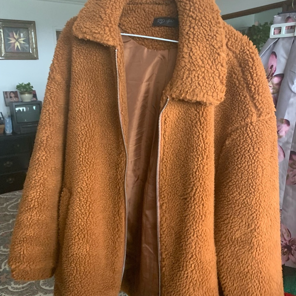 oversized teddy jacket 🤎